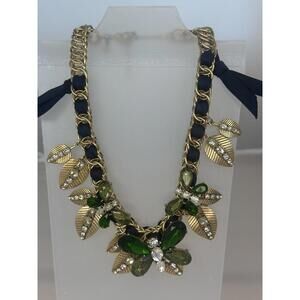 Vintage Ann Taylor Green Butterfly Statement Necklace (Missing Charms)